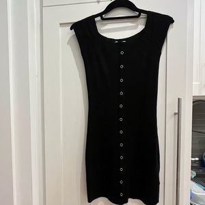 Silence + Noise (Urban Outfitters) Knit Black Snap Mini Dress